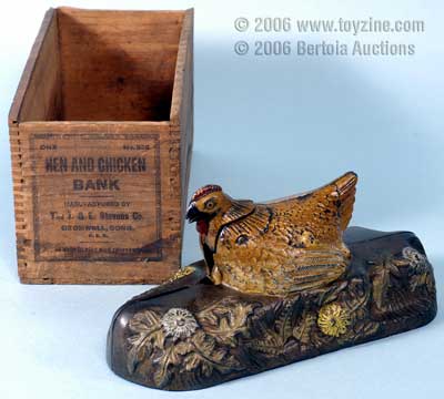 Hen and Chick Mechanical Bank by J & E Stevens